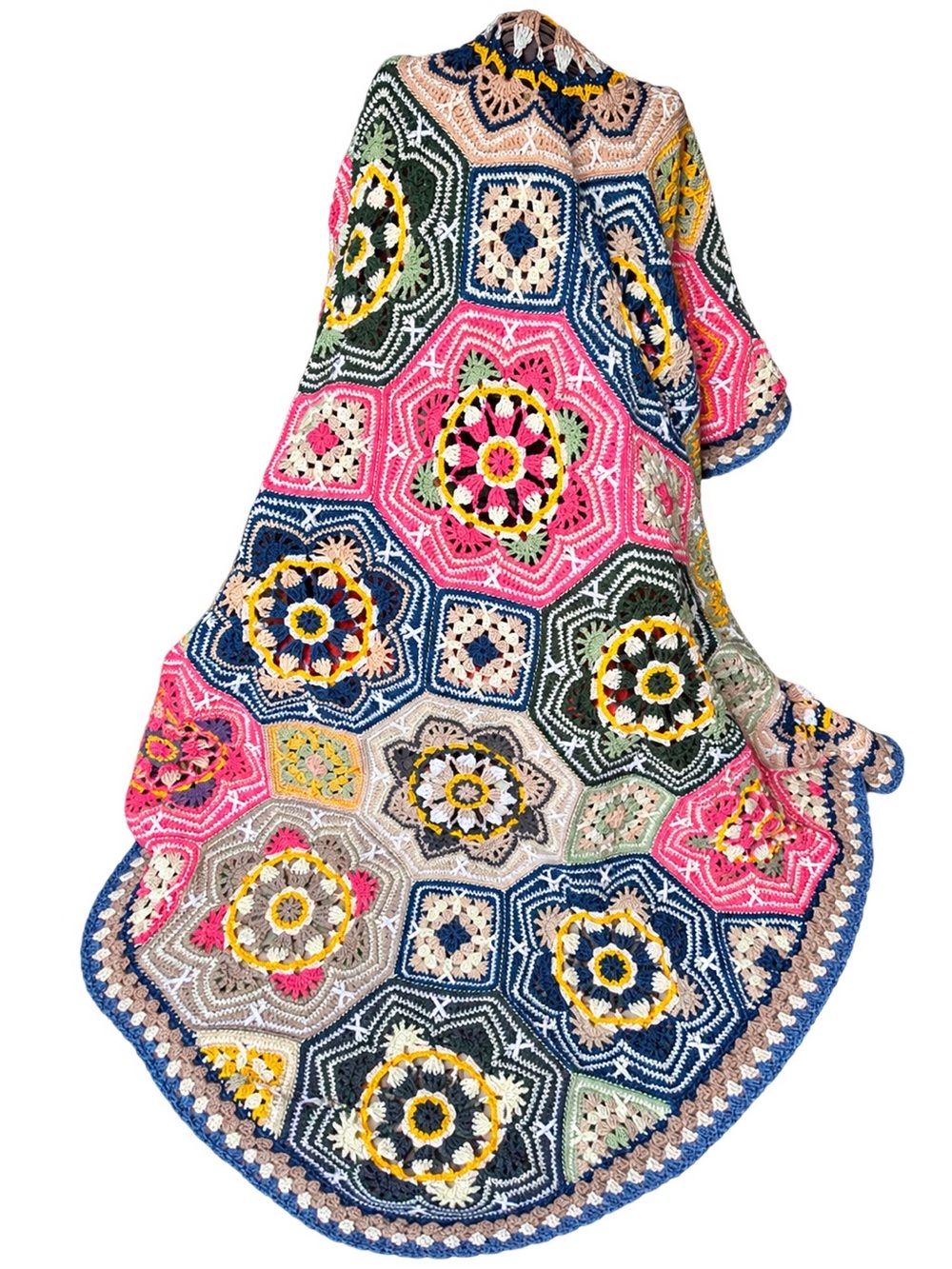 Persian style Flower granny afghan Handmade Crochet blanket 91” x 91”